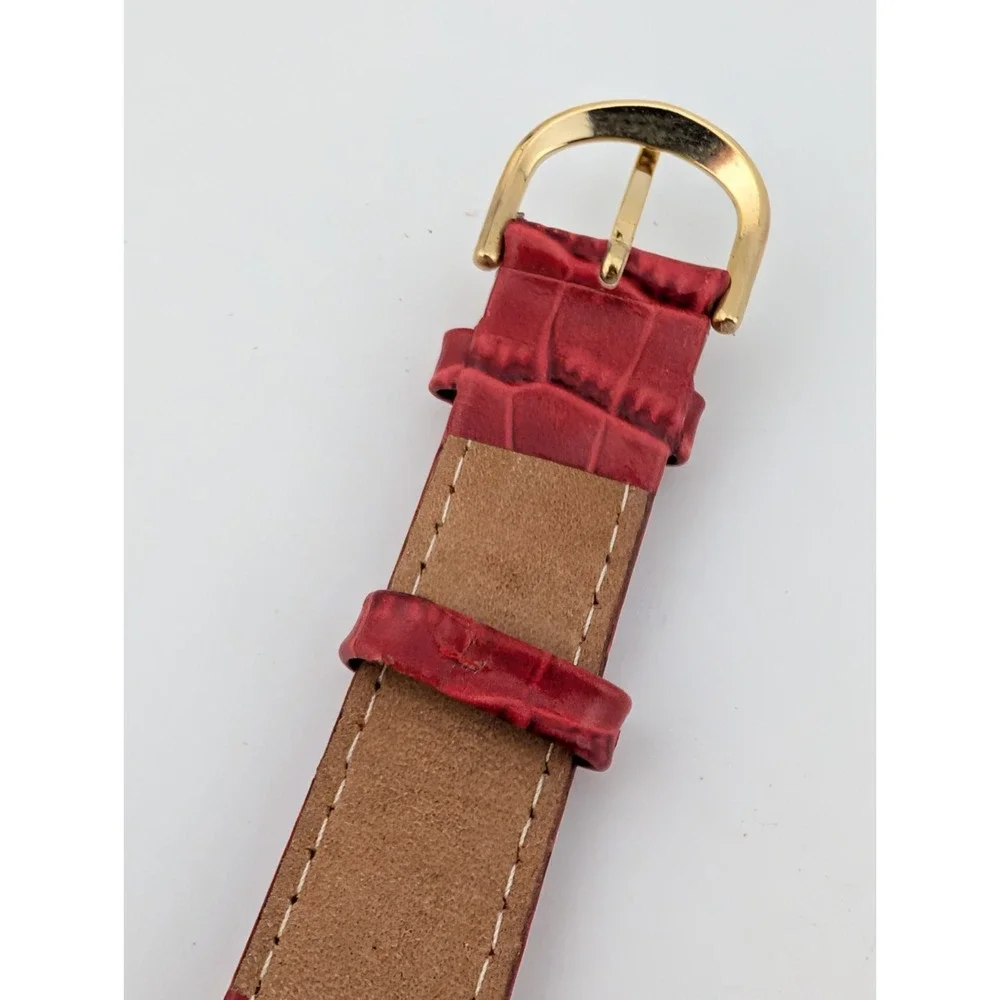 Gossip Watch Women 27mm Case MOP Dial Red Leather‎ Band- New Battery